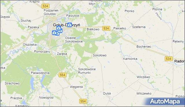 mapa Sokołowo gmina Golub-Dobrzyń, Sokołowo gmina Golub-Dobrzyń na mapie Targeo