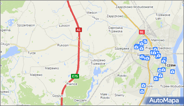 mapa Stanisławie gmina Tczew, Stanisławie gmina Tczew na mapie Targeo