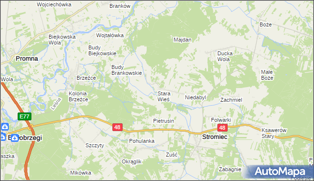 mapa Stara Wieś gmina Stromiec, Stara Wieś gmina Stromiec na mapie Targeo