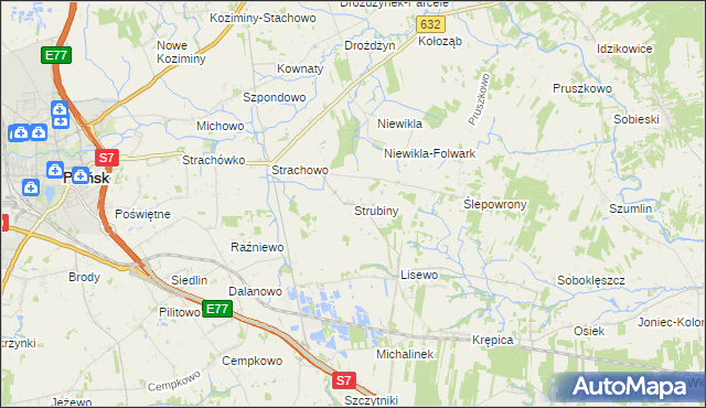mapa Strubiny gmina Płońsk, Strubiny gmina Płońsk na mapie Targeo