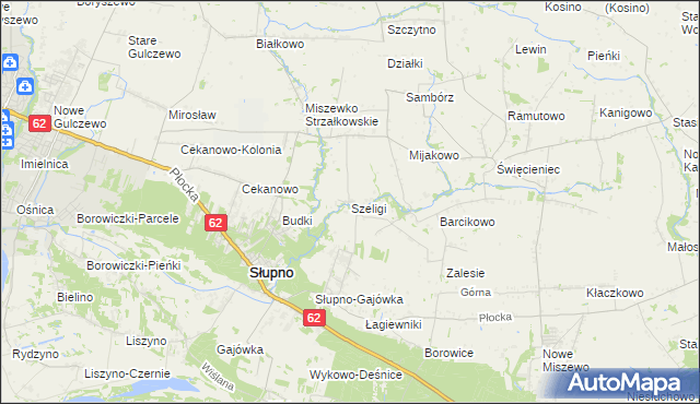 mapa Szeligi gmina Słupno, Szeligi gmina Słupno na mapie Targeo