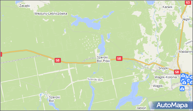 mapa Szeroki Bór Piski, Szeroki Bór Piski na mapie Targeo
