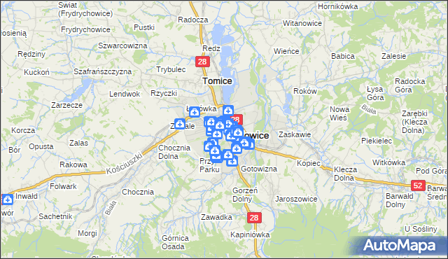 mapa Wadowice, Wadowice na mapie Targeo