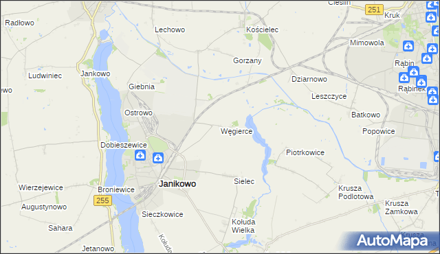 mapa Węgierce gmina Pakość, Węgierce gmina Pakość na mapie Targeo