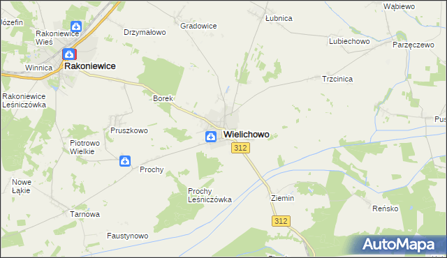 mapa Wielichowo powiat grodziski, Wielichowo powiat grodziski na mapie Targeo