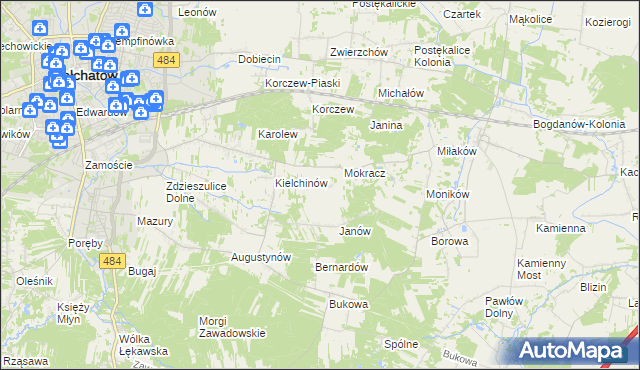 mapa Wiktorów gmina Bełchatów, Wiktorów gmina Bełchatów na mapie Targeo