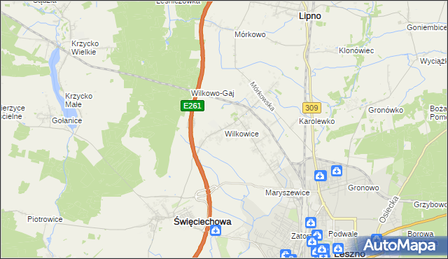 mapa Wilkowice gmina Lipno, Wilkowice gmina Lipno na mapie Targeo