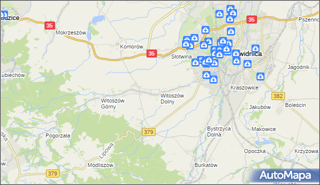 mapa Witoszów Dolny, Witoszów Dolny na mapie Targeo