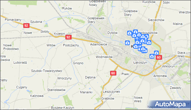 mapa Woźniaków, Woźniaków na mapie Targeo