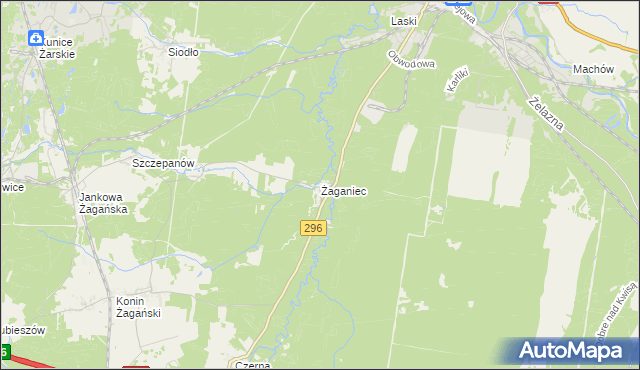 mapa Żaganiec, Żaganiec na mapie Targeo