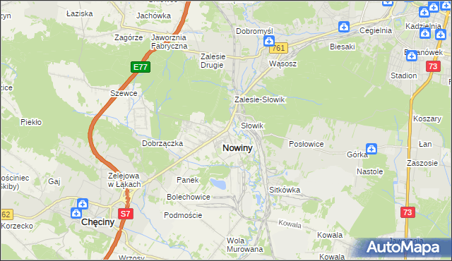 mapa Zagrody gmina Sitkówka-Nowiny, Zagrody gmina Sitkówka-Nowiny na mapie Targeo