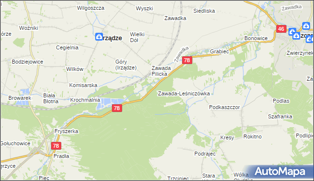 mapa Zawada-Leśniczówka, Zawada-Leśniczówka na mapie Targeo