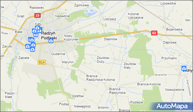 mapa Zbulitów Duży, Zbulitów Duży na mapie Targeo