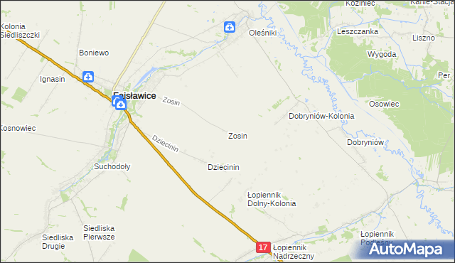 mapa Zosin gmina Fajsławice, Zosin gmina Fajsławice na mapie Targeo