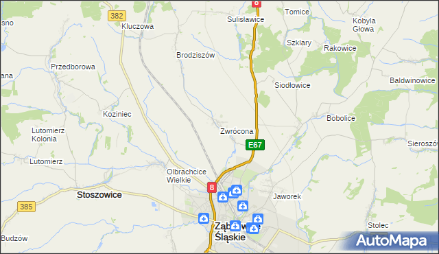 mapa Zwrócona, Zwrócona na mapie Targeo
