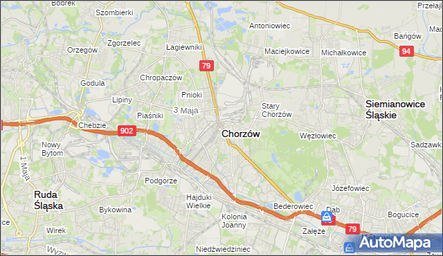 mapa Chorzów, Chorzów na mapie Targeo