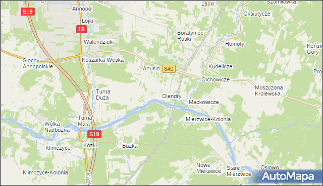 mapa Olendry gmina Siemiatycze, Olendry gmina Siemiatycze na mapie Targeo