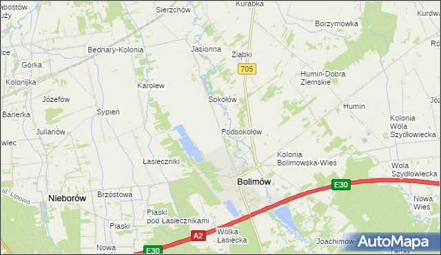 mapa Podsokołów, Podsokołów na mapie Targeo