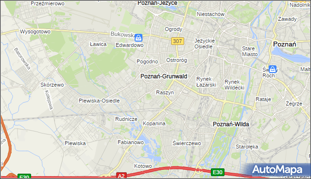 mapa Raszyn gmina Poznań, Raszyn gmina Poznań na mapie Targeo