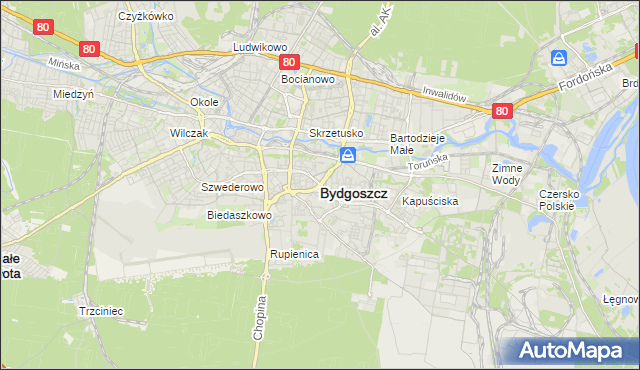 mapa Bydgoszczy, Bydgoszcz na mapie Targeo