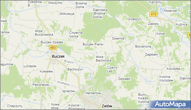mapa Wola Bachorska, Wola Bachorska na mapie Targeo