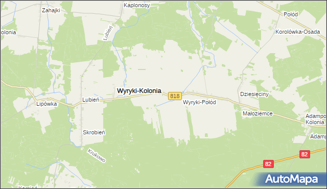 mapa Wyryki-Wola, Wyryki-Wola na mapie Targeo