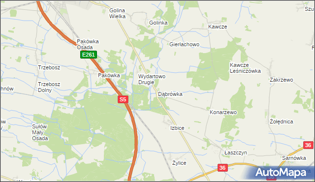 mapa Dąbrówka gmina Rawicz, Dąbrówka gmina Rawicz na mapie Targeo