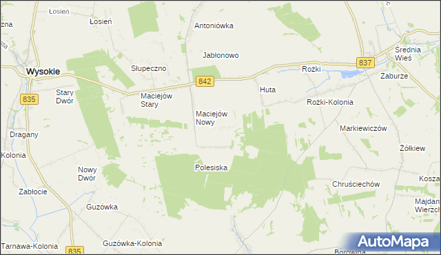 mapa Rezerwa, Rezerwa na mapie Targeo