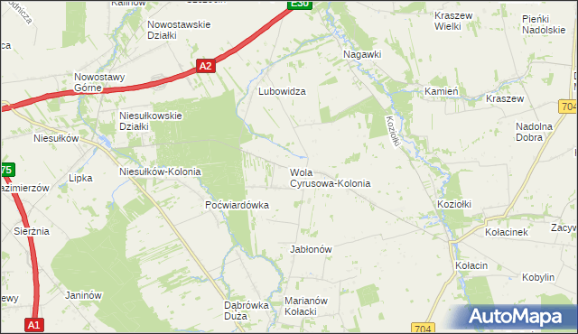 mapa Wola Cyrusowa-Kolonia, Wola Cyrusowa-Kolonia na mapie Targeo