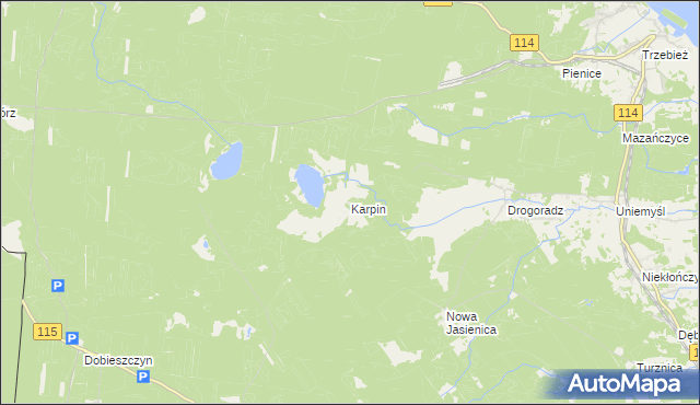 mapa Karpin gmina Police, Karpin gmina Police na mapie Targeo