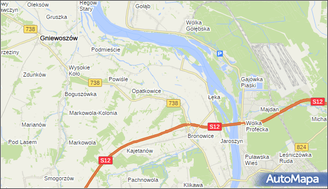 mapa Kowala gmina Puławy, Kowala gmina Puławy na mapie Targeo