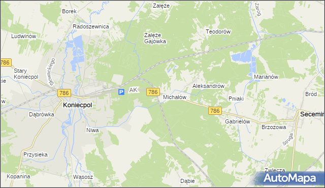 mapa Michałów gmina Koniecpol, Michałów gmina Koniecpol na mapie Targeo