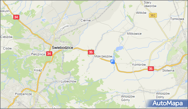 mapa Mokrzeszów, Mokrzeszów na mapie Targeo