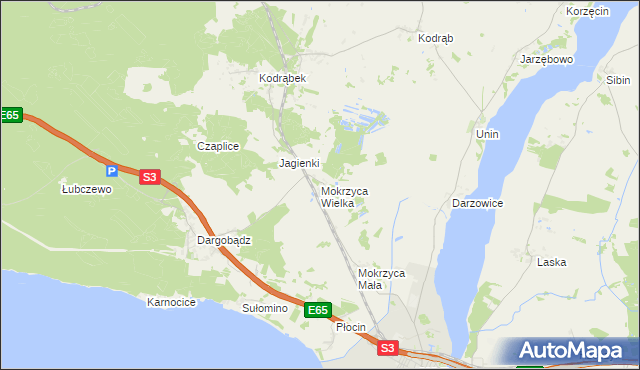 mapa Mokrzyca Wielka, Mokrzyca Wielka na mapie Targeo