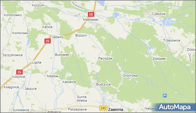 mapa Pęciszów, Pęciszów na mapie Targeo