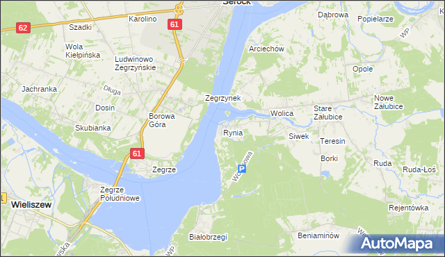 mapa Rynia gmina Nieporęt, Rynia gmina Nieporęt na mapie Targeo