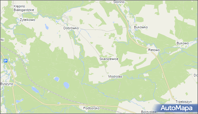 mapa Skarszewice, Skarszewice na mapie Targeo