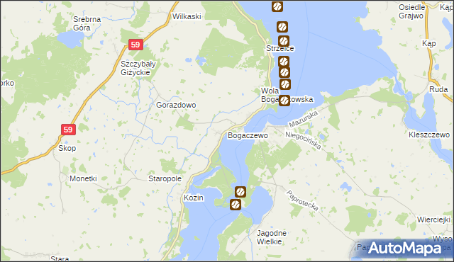 mapa Bogaczewo gmina Giżycko, Bogaczewo gmina Giżycko na mapie Targeo