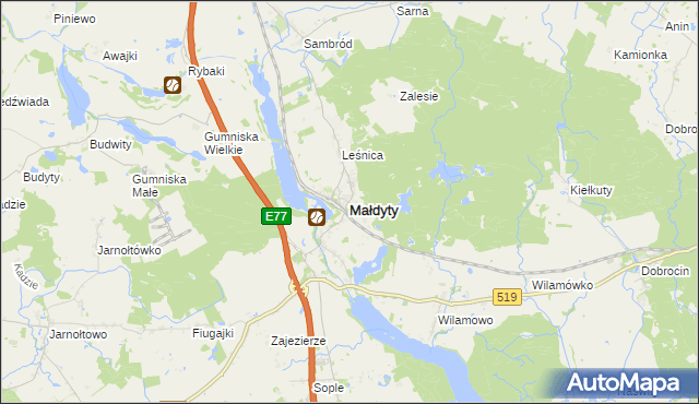 mapa Małdyty, Małdyty na mapie Targeo