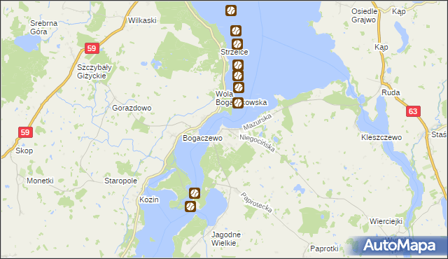 mapa Rydzewo gmina Miłki, Rydzewo gmina Miłki na mapie Targeo