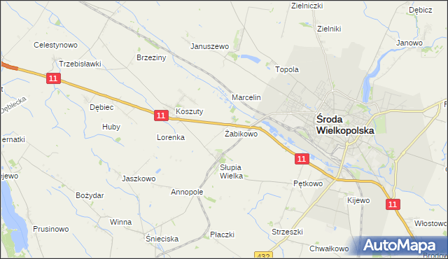 mapa Żabikowo, Żabikowo na mapie Targeo