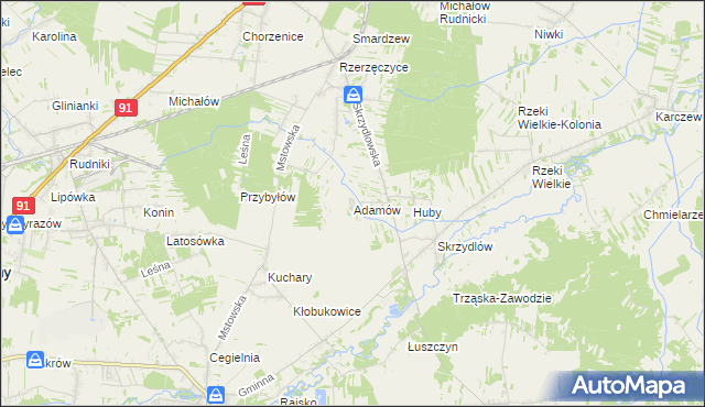 mapa Adamów gmina Kłomnice, Adamów gmina Kłomnice na mapie Targeo