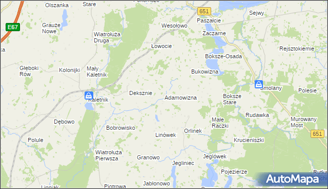 mapa Adamowizna gmina Szypliszki, Adamowizna gmina Szypliszki na mapie Targeo