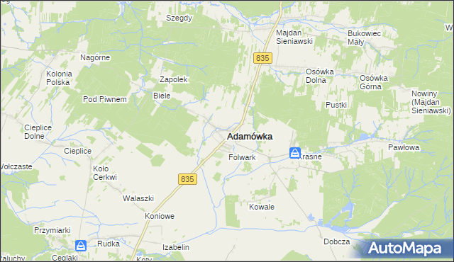 mapa Adamówka powiat przeworski, Adamówka powiat przeworski na mapie Targeo