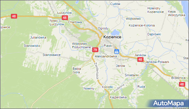 mapa Aleksandrówka gmina Kozienice, Aleksandrówka gmina Kozienice na mapie Targeo
