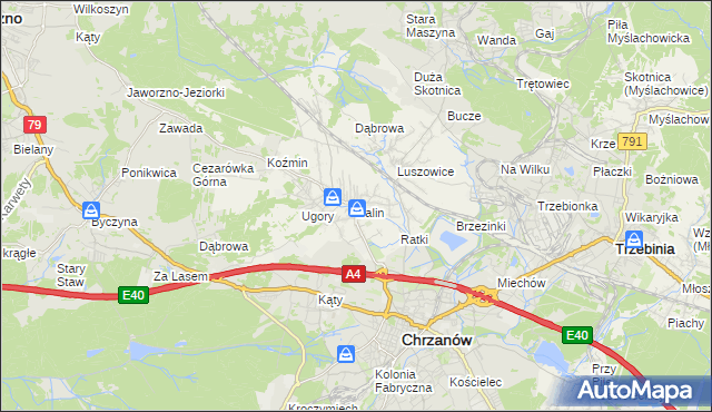 mapa Balin gmina Chrzanów, Balin gmina Chrzanów na mapie Targeo