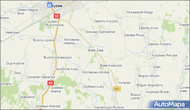 mapa Białe-Szczepanowice, Białe-Szczepanowice na mapie Targeo