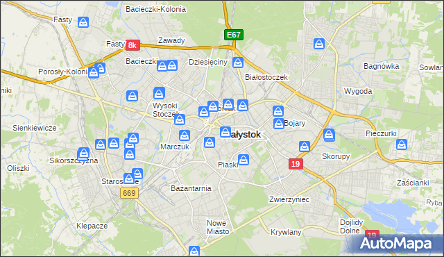 mapa Białegostoku, Białystok na mapie Targeo