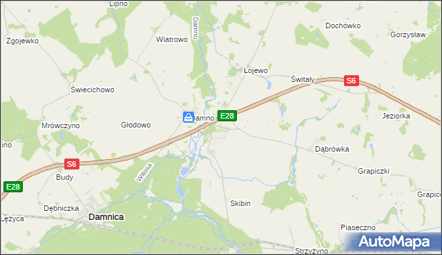 mapa Bobrowniki gmina Damnica, Bobrowniki gmina Damnica na mapie Targeo