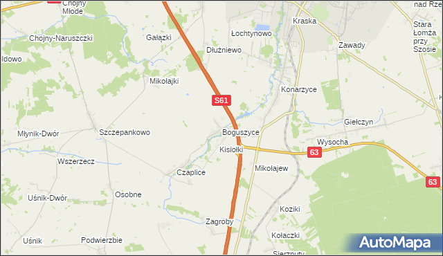 mapa Boguszyce gmina Łomża, Boguszyce gmina Łomża na mapie Targeo
